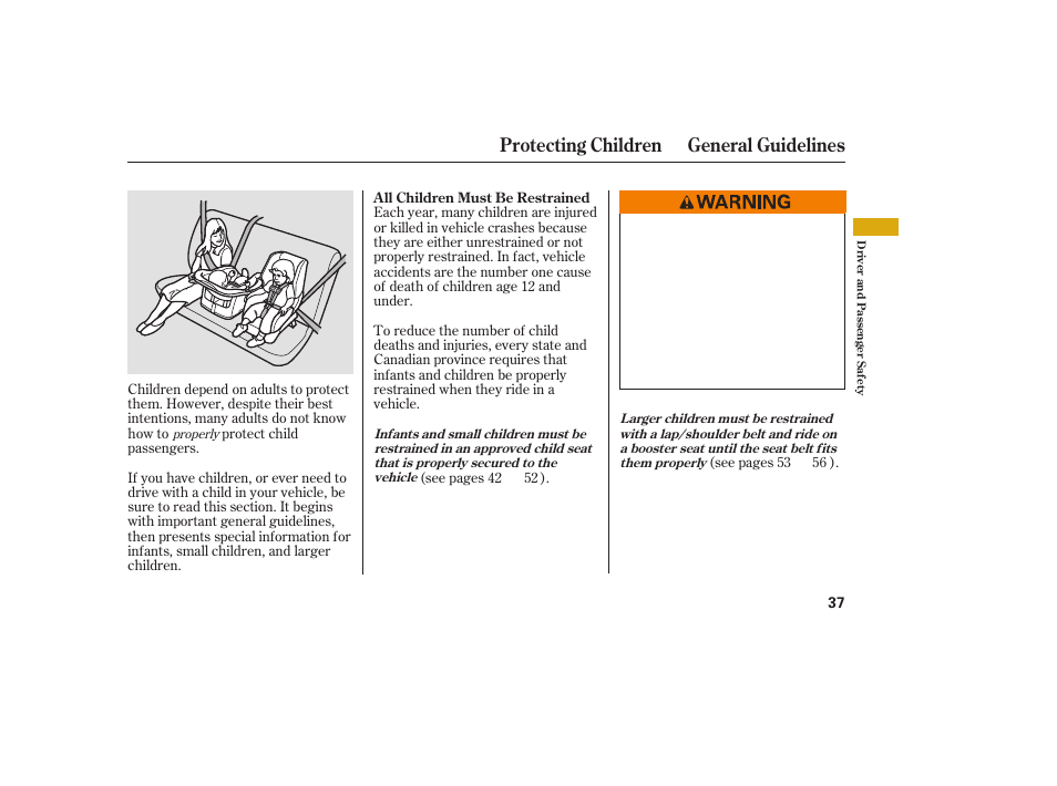 Protecting children general guidelines | Acura 2009 Accord Sedan User Manual | Page 43 / 650