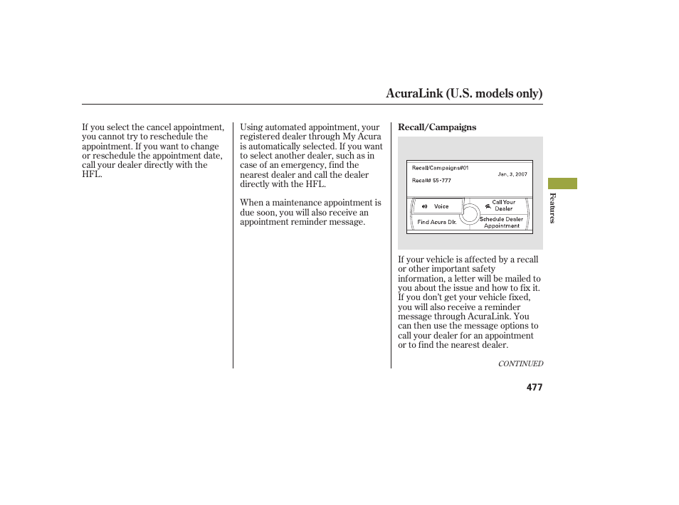 Acuralink (u.s. models only) | Acura 2009 Accord Sedan User Manual | Page 483 / 650