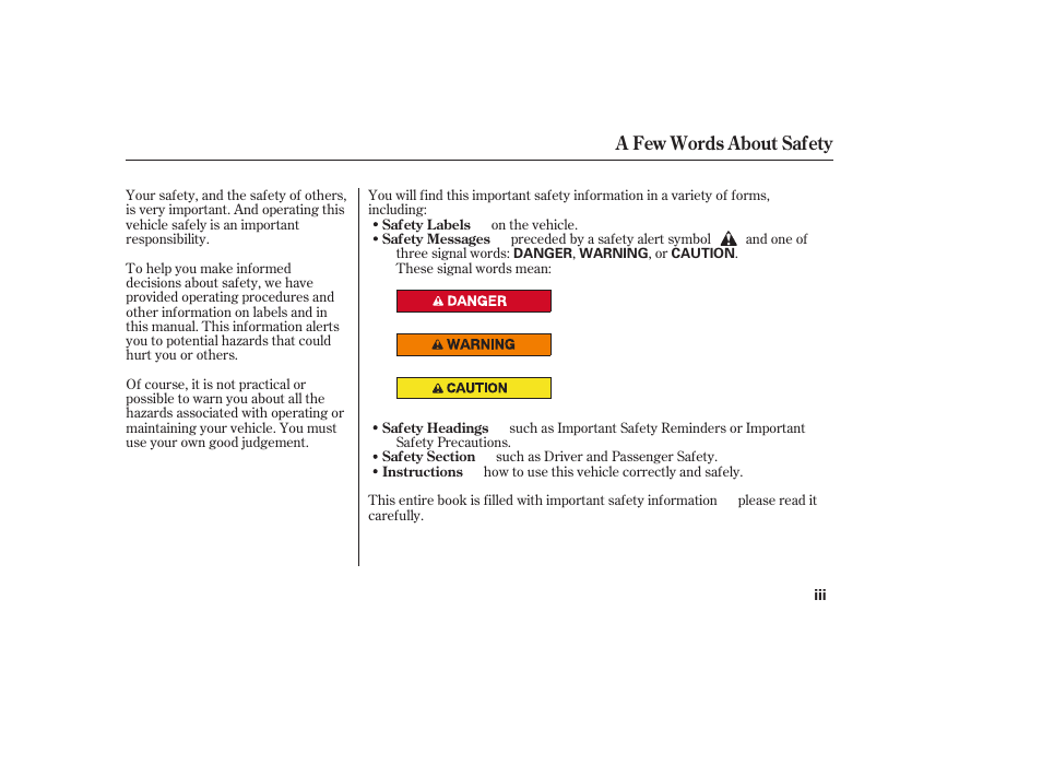 A few words about safety | Acura 2009 Accord Sedan User Manual | Page 5 / 650