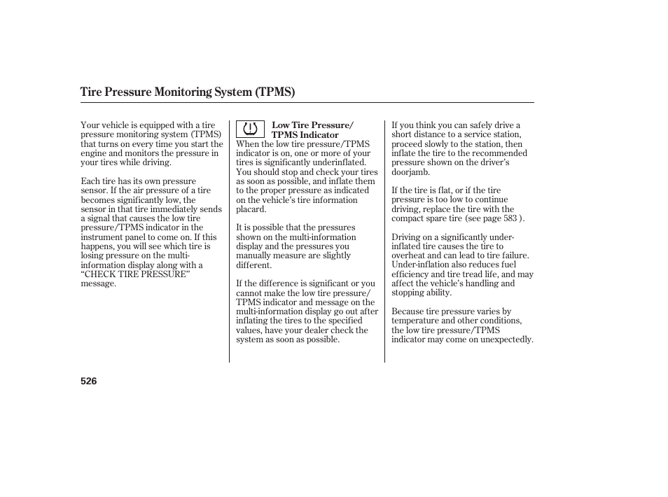 Tire pressure monitoring system (tpms) | Acura 2009 Accord Sedan User Manual | Page 532 / 650