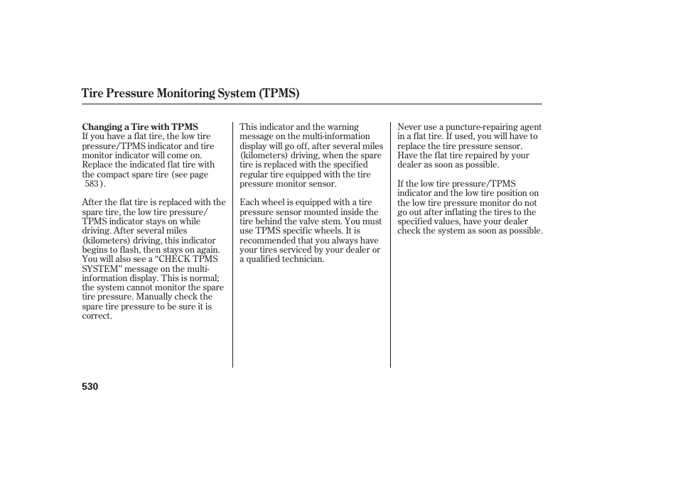Tire pressure monitoring system (tpms) | Acura 2009 Accord Sedan User Manual | Page 536 / 650