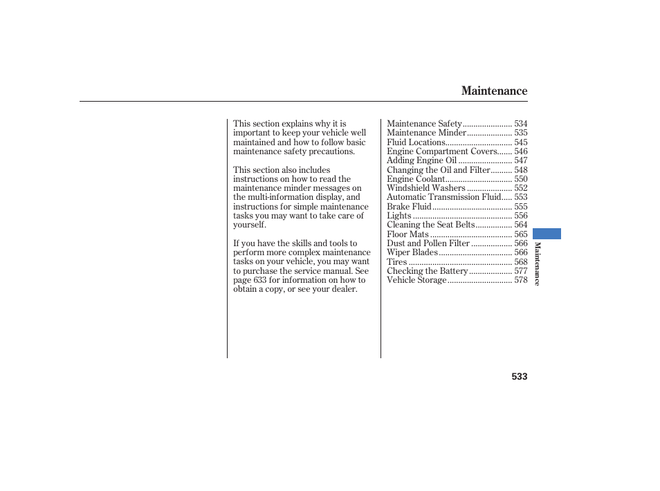 Maintenance | Acura 2009 Accord Sedan User Manual | Page 539 / 650
