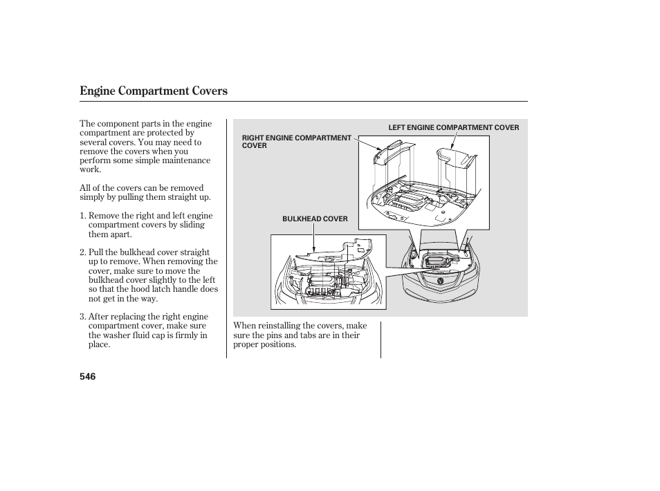 Engine compartment covers | Acura 2009 Accord Sedan User Manual | Page 552 / 650