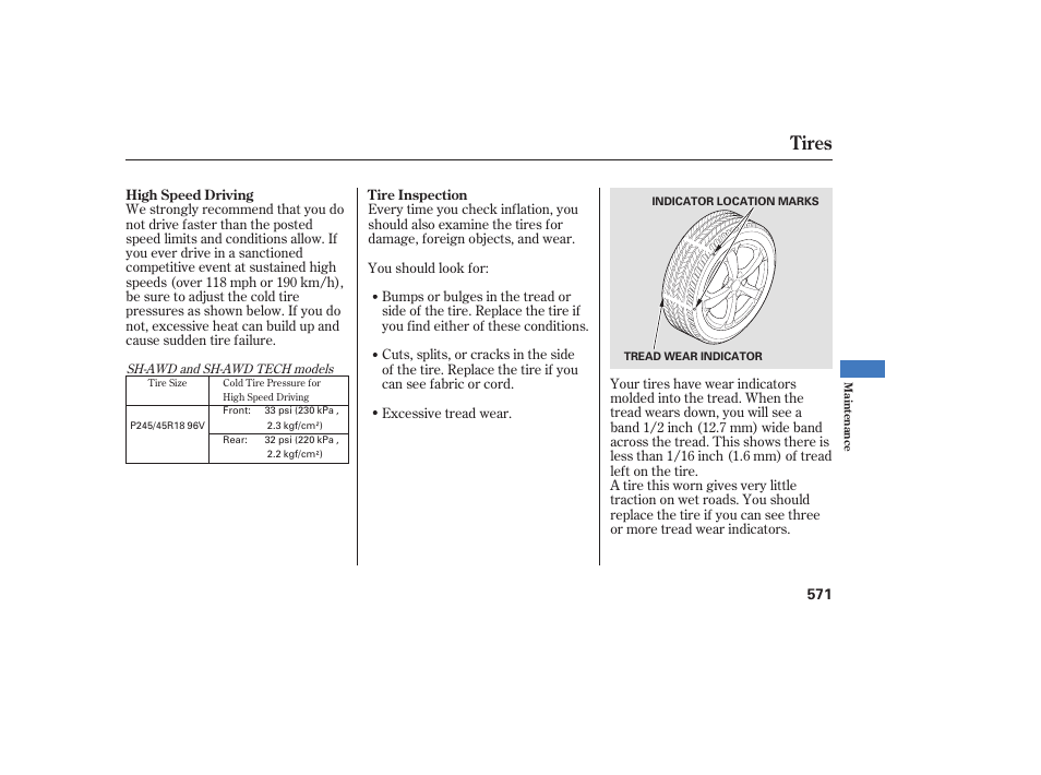 Tires | Acura 2009 Accord Sedan User Manual | Page 577 / 650