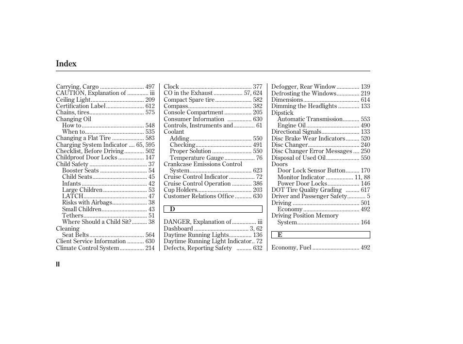 Index | Acura 2009 Accord Sedan User Manual | Page 642 / 650