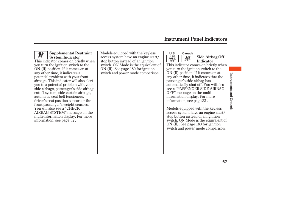 Instrument panel indicators | Acura 2009 Accord Sedan User Manual | Page 73 / 650