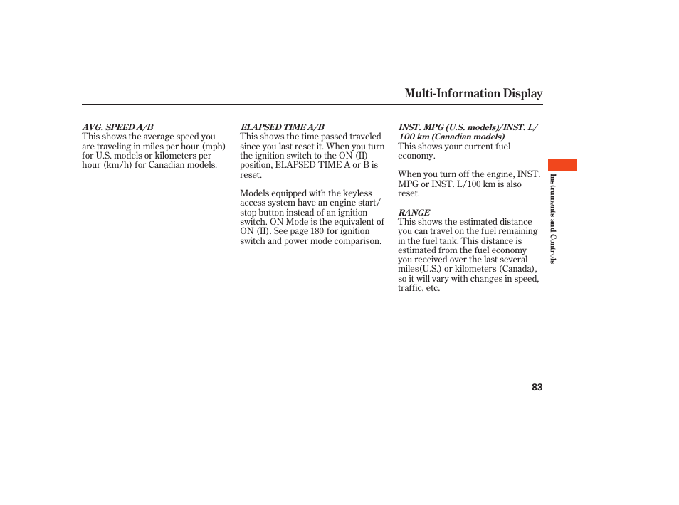 Multi-information display | Acura 2009 Accord Sedan User Manual | Page 89 / 650