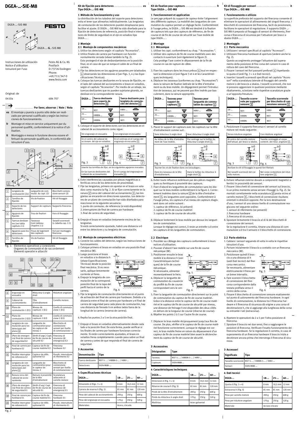 Dgea-...-sie-m8 | Festo Принадлежности для модулей перемещения HSW User Manual | Page 2 / 2