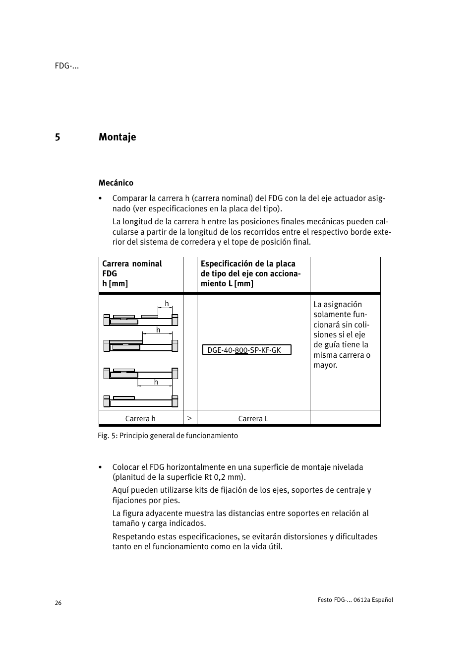 5 montaje, Mecánico, 5montaje | Festo Направляющая FDG User Manual | Page 26 / 64