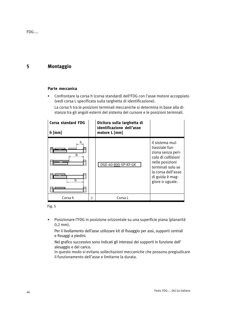 5 montaggio, Parte meccanica, 5montaggio | Festo Направляющая FDG User Manual | Page 46 / 64