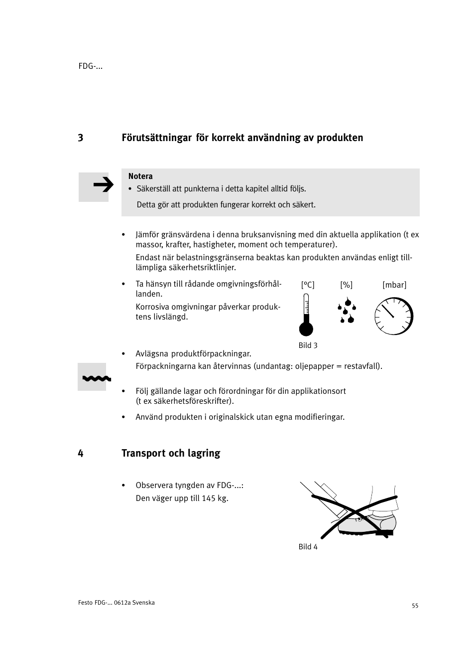 4 transport och lagring, 4transport och lagring | Festo Направляющая FDG User Manual | Page 55 / 64