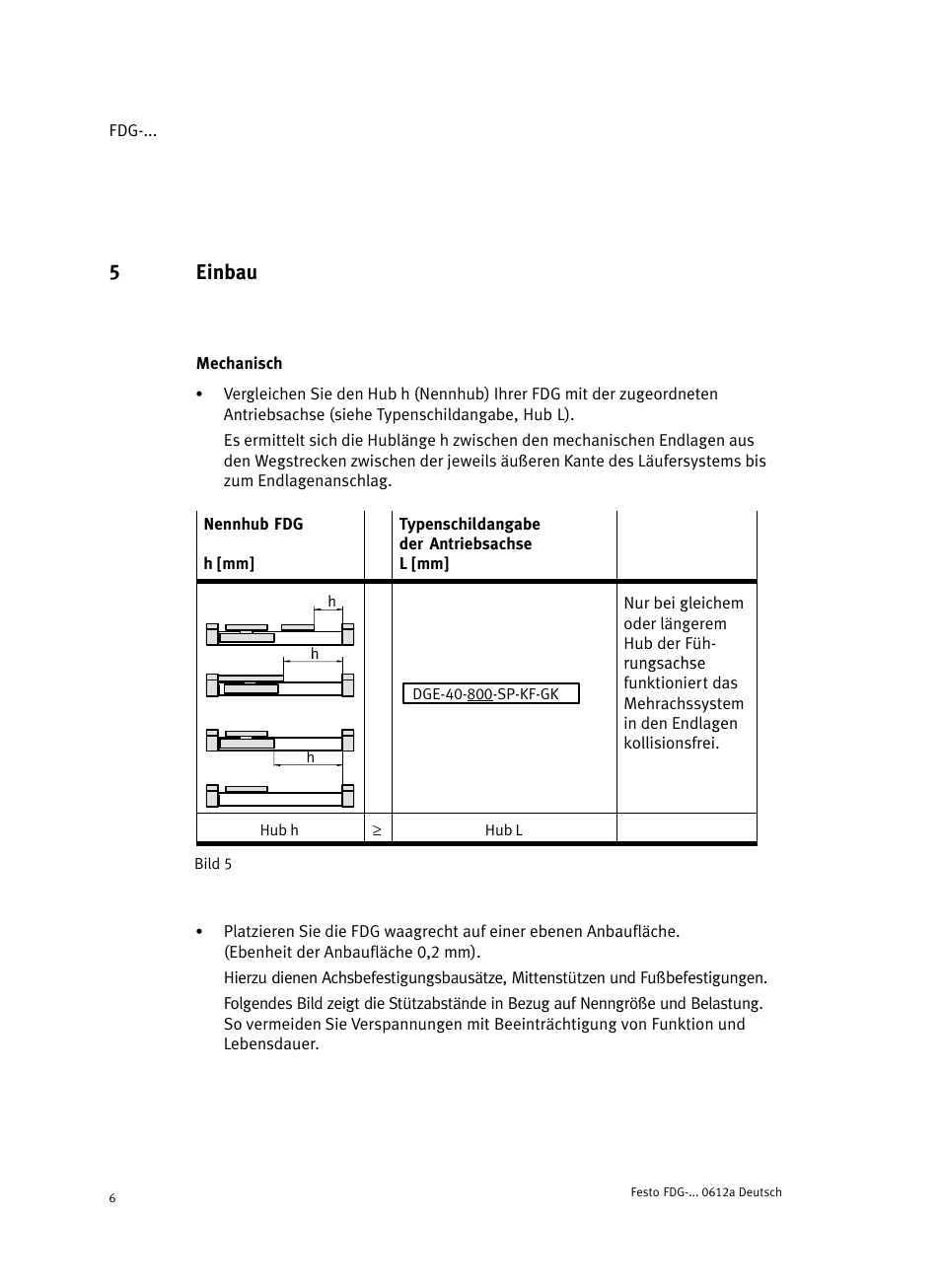 5 einbau, Mechanisch, 5einbau | Festo Направляющая FDG User Manual | Page 6 / 64