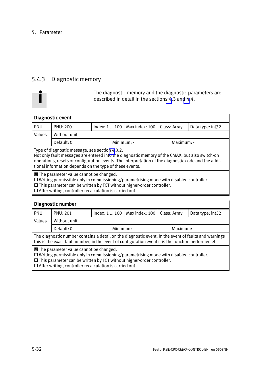 3 diagnostic memory, Diagnostic memory | Festo Контроллер позиционирования CPX-CMAX User Manual | Page 220 / 446