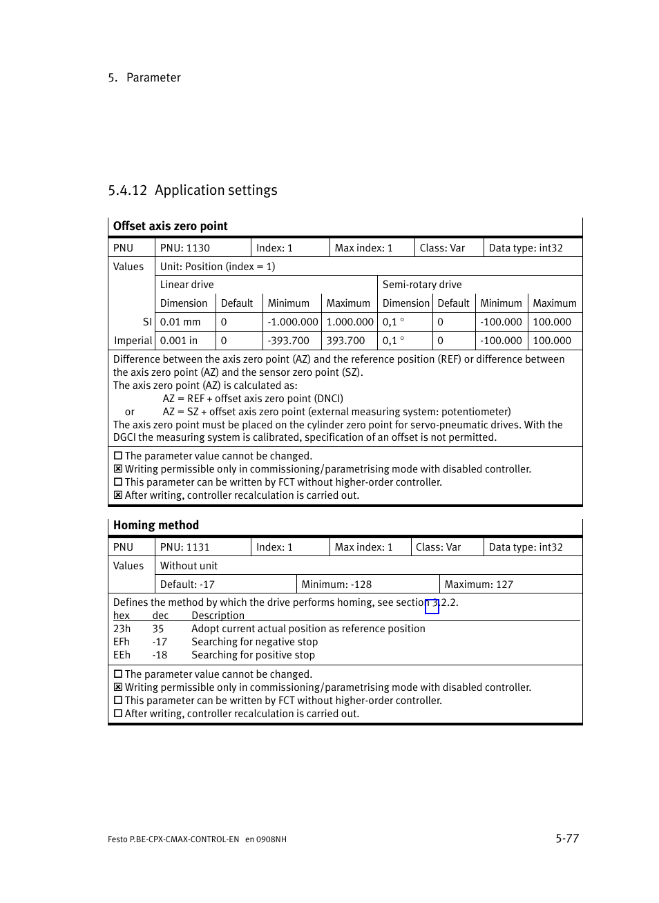 12 application settings, Application settings, Section 5.4.1 | Festo Контроллер позиционирования CPX-CMAX User Manual | Page 265 / 446