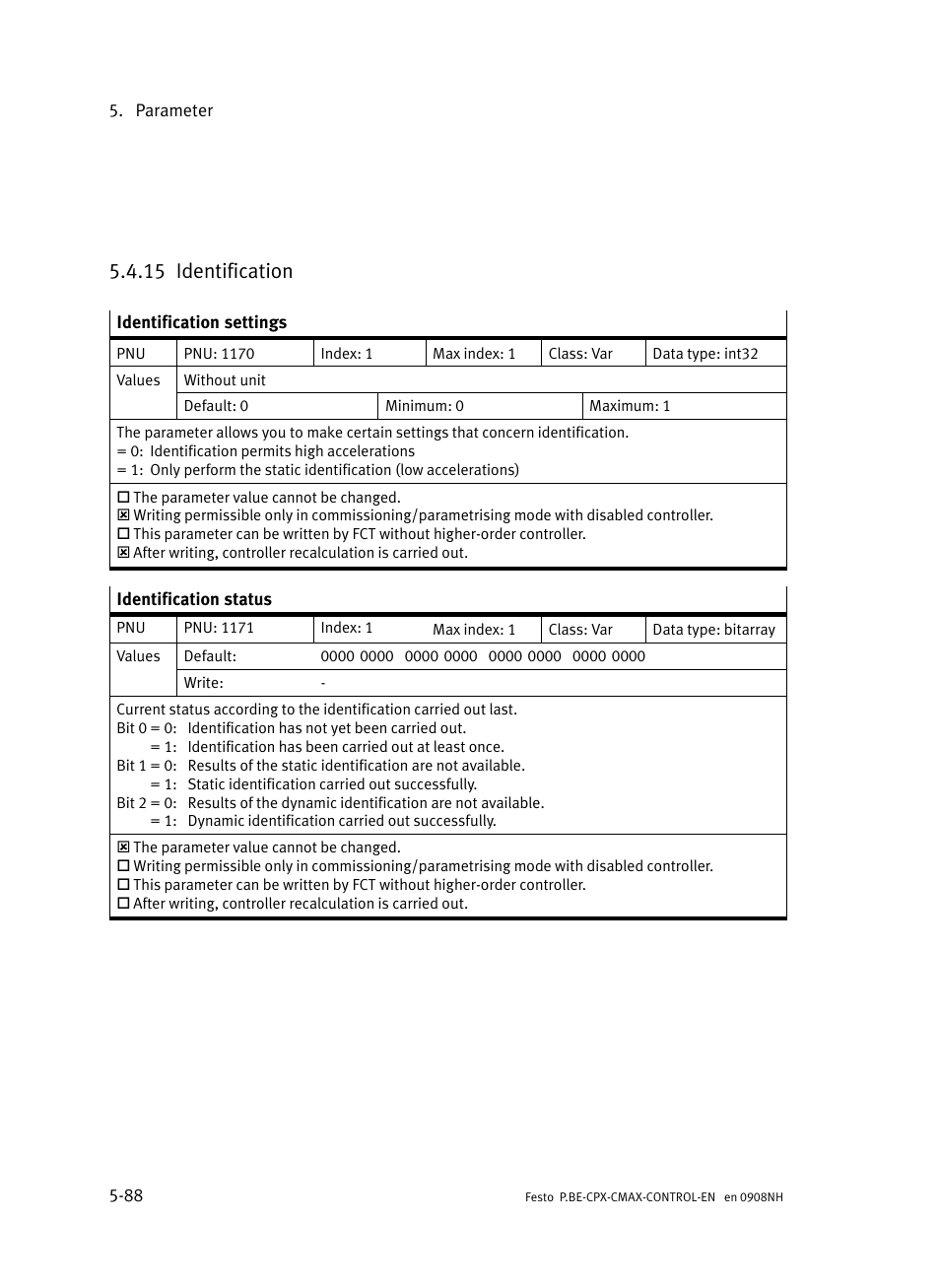 15 identification, Identification, Section 5.4.15 | Festo Контроллер позиционирования CPX-CMAX User Manual | Page 276 / 446