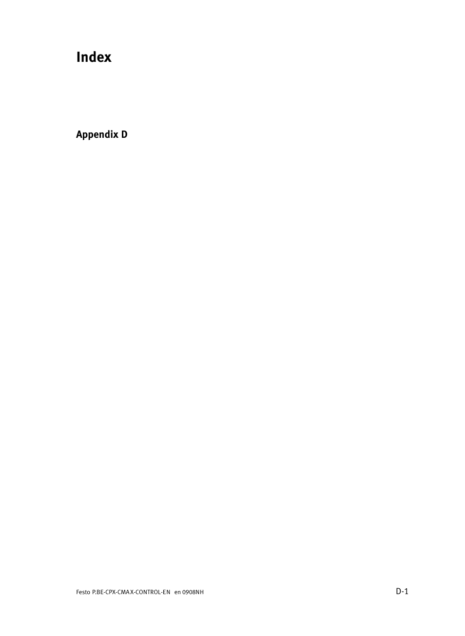 Index | Festo Контроллер позиционирования CPX-CMAX User Manual | Page 439 / 446