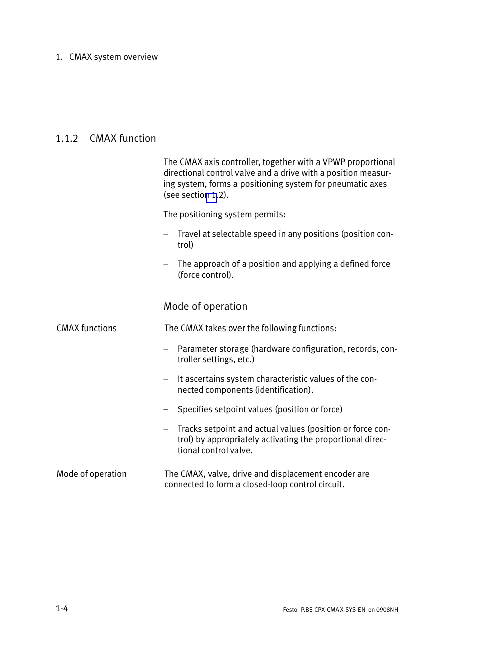 2 cmax function, Cmax function | Festo Контроллер позиционирования CPX-CMAX User Manual | Page 26 / 176