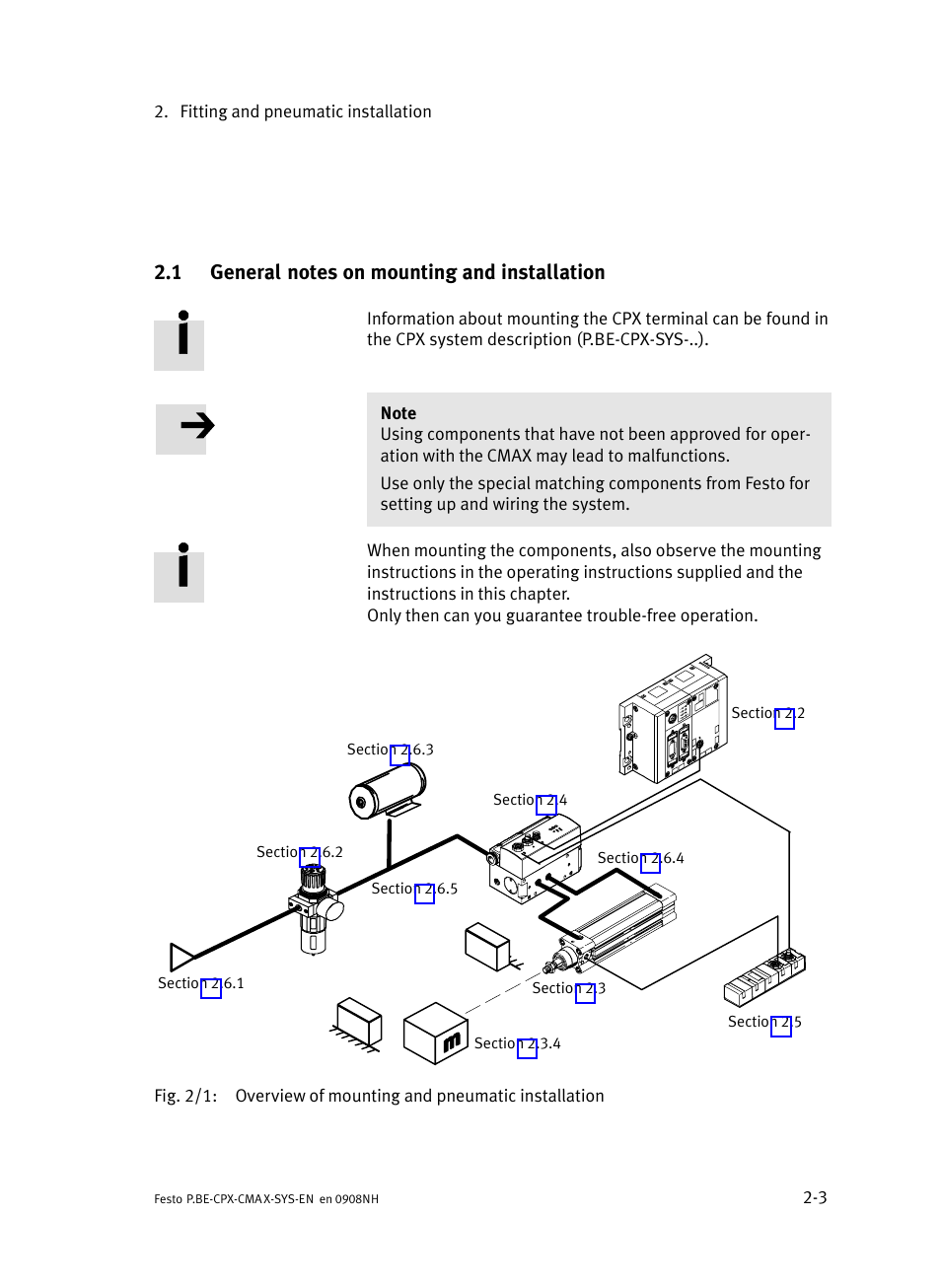 1 general notes on mounting and installation, General notes on mounting and installation | Festo Контроллер позиционирования CPX-CMAX User Manual | Page 33 / 176