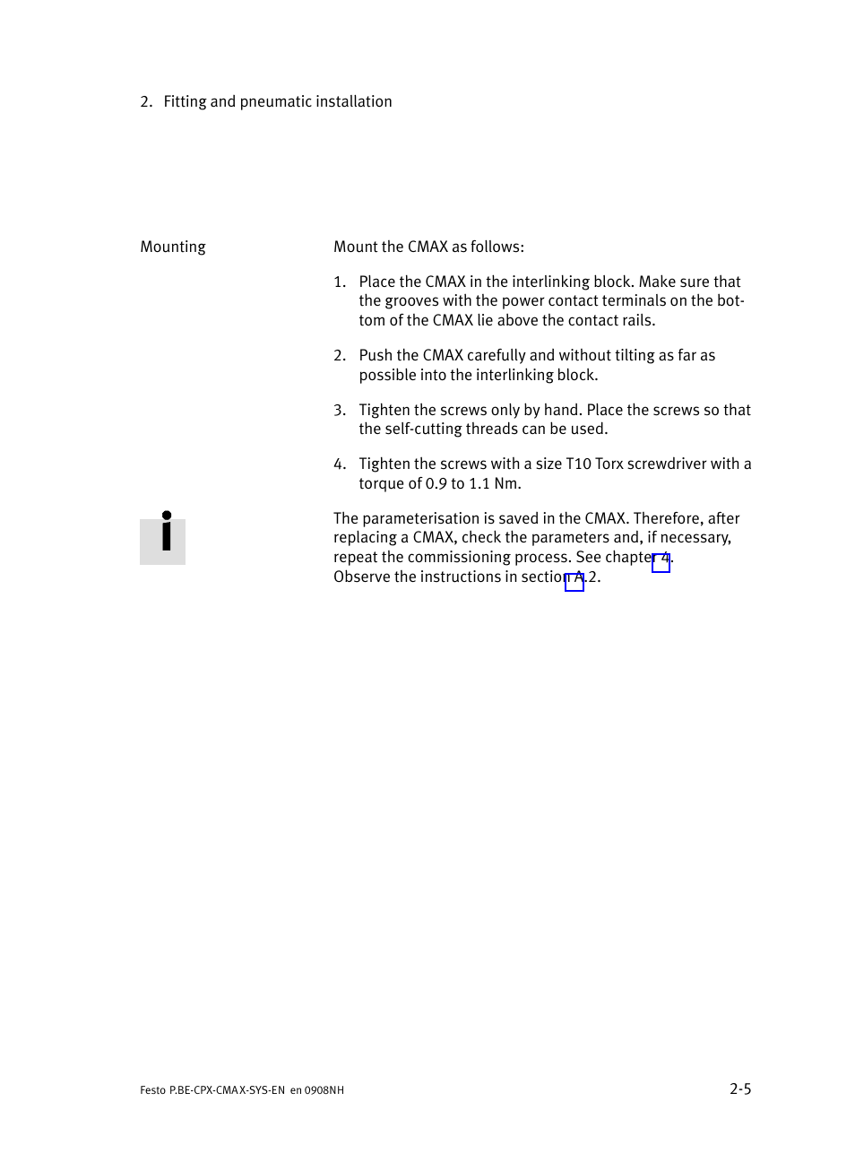 Festo Контроллер позиционирования CPX-CMAX User Manual | Page 35 / 176