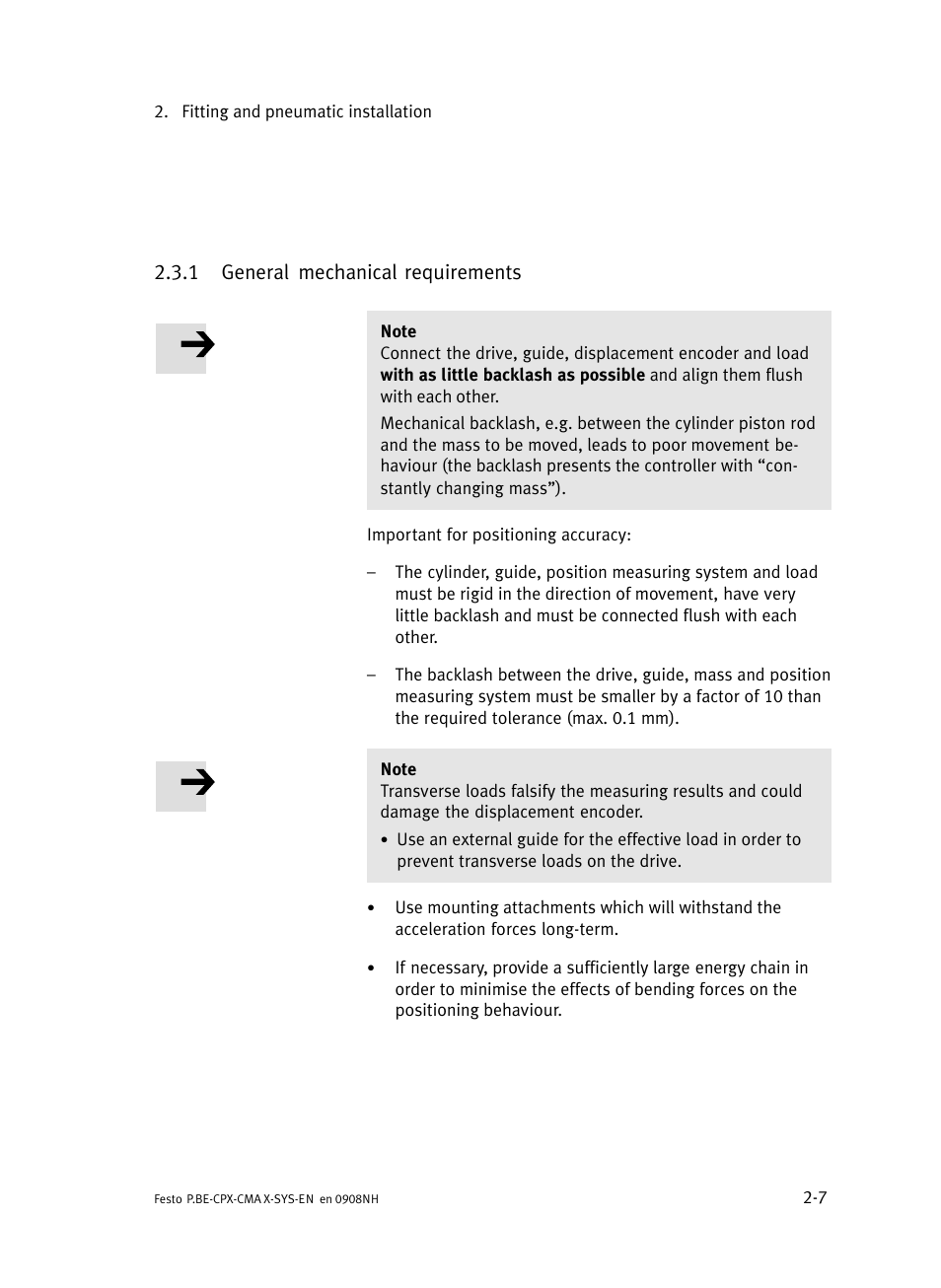 1 general mechanical requirements, General mechanical requirements | Festo Контроллер позиционирования CPX-CMAX User Manual | Page 37 / 176