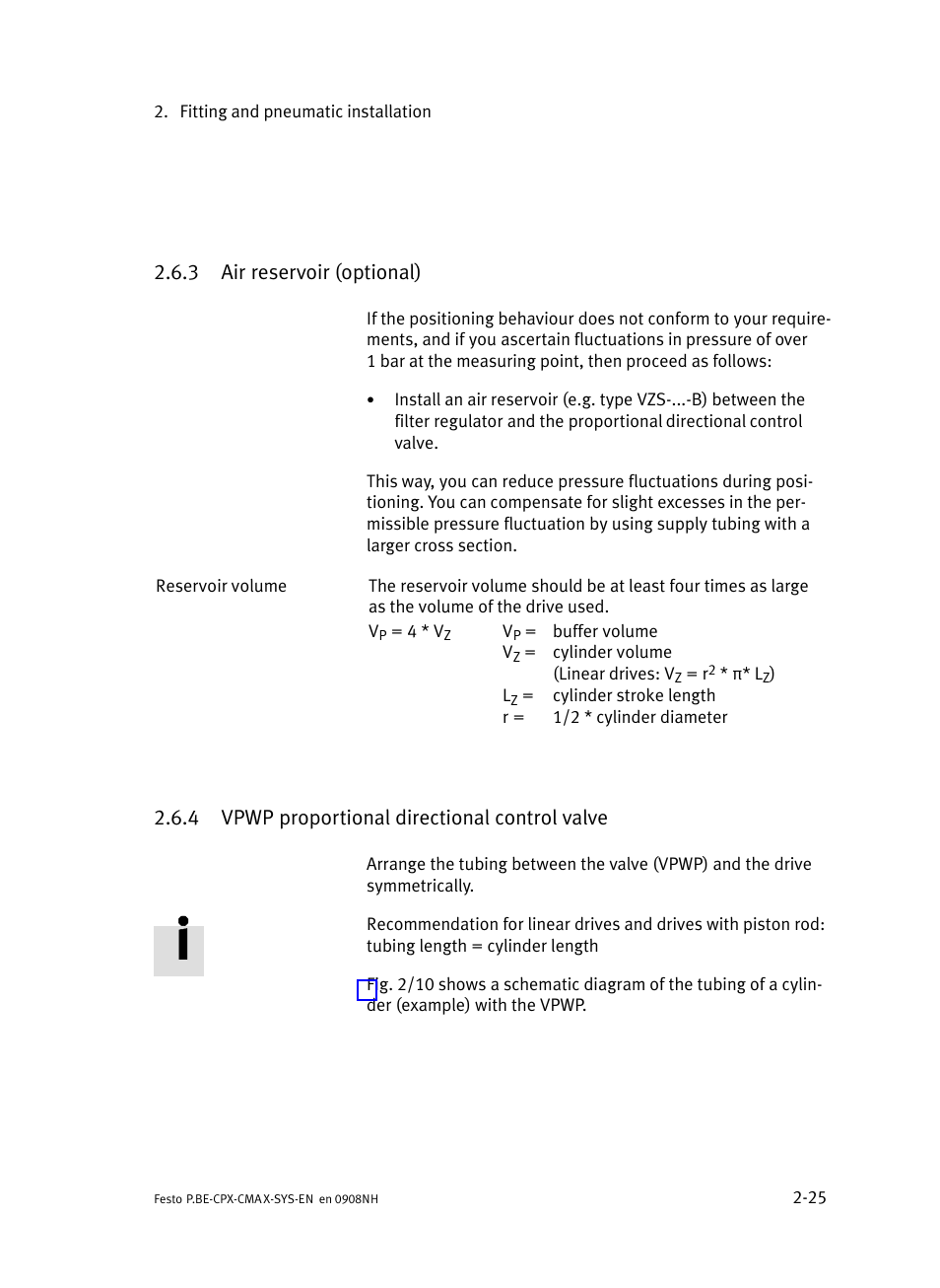 3 air reservoir (optional), 4 vpwp proportional directional control valve, Air reservoir (optional) | Vpwp proportional directional control valve, Section 2.6.3, Section 2.6.4 | Festo Контроллер позиционирования CPX-CMAX User Manual | Page 55 / 176