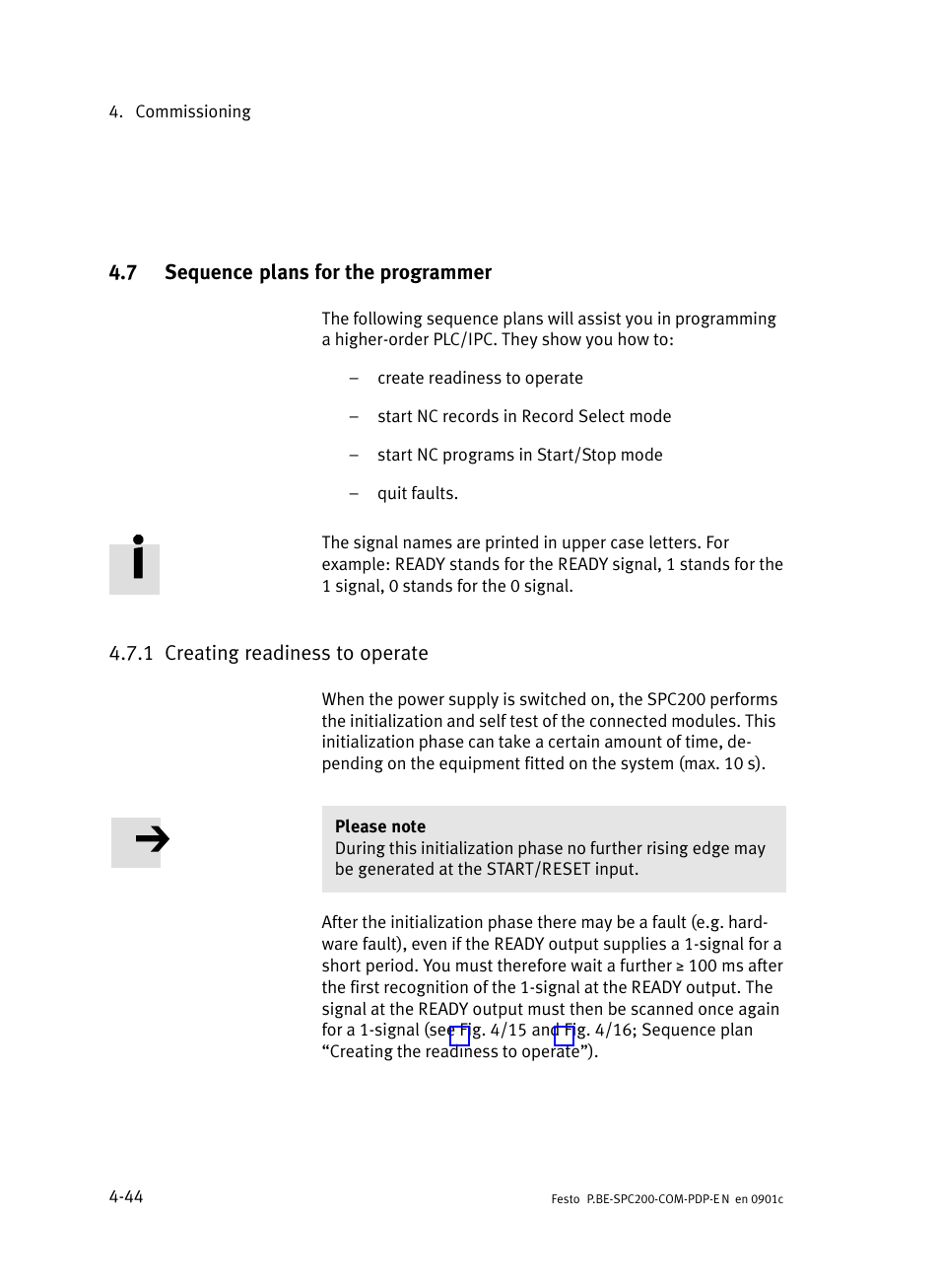 7 sequence plans for the programmer, 1 creating readiness to operate, Sequence plans for the programmer | Creating readiness to operate | Festo Кабели и принадлежности User Manual | Page 90 / 150