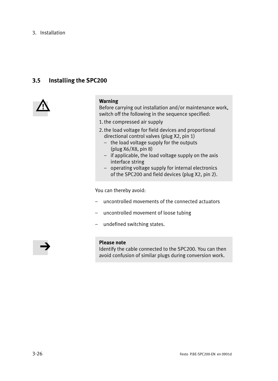 5 installing the spc200, Installing the spc200 | Festo Кабели и принадлежности User Manual | Page 104 / 506