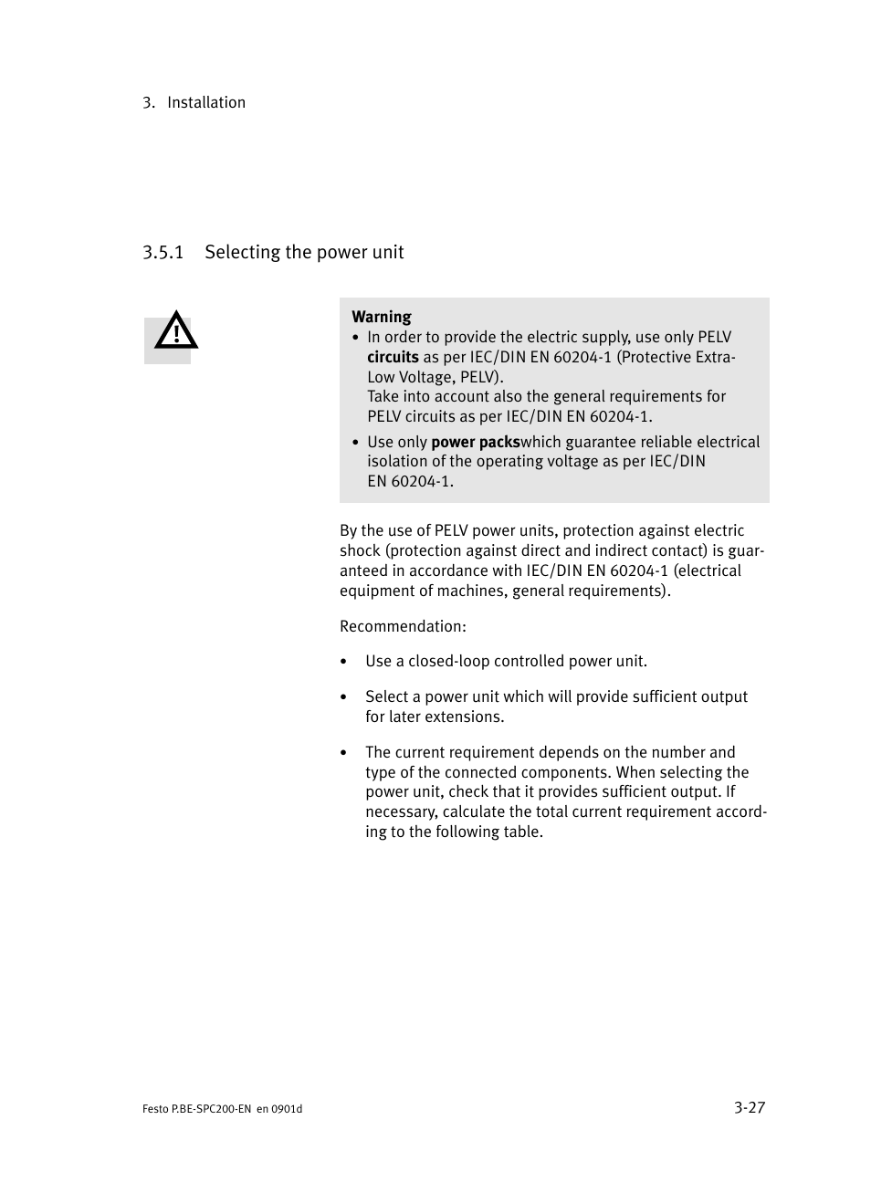 1 selecting the power unit, Selecting the power unit | Festo Кабели и принадлежности User Manual | Page 105 / 506