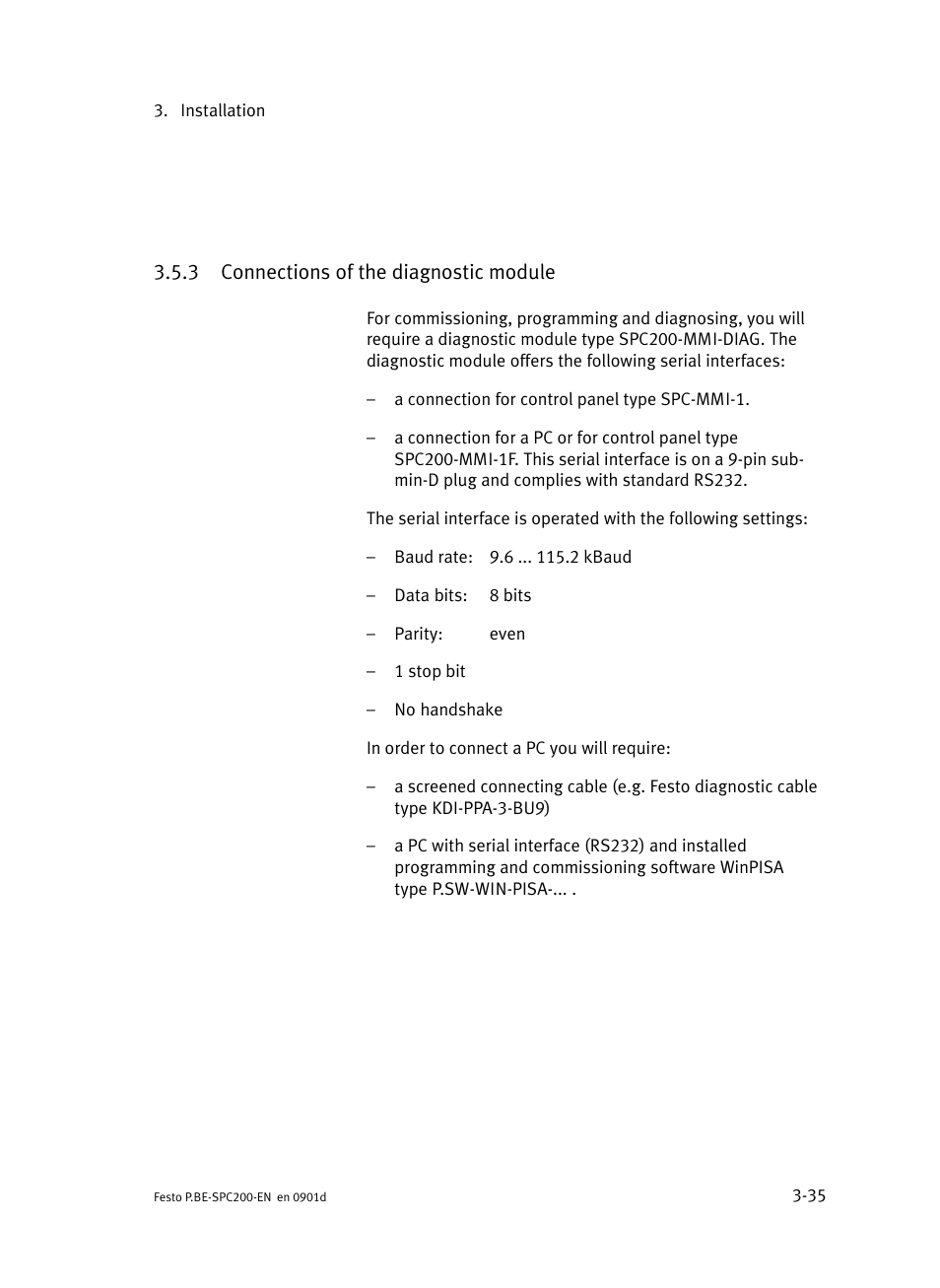 3 connections of the diagnostic module, Connections of the diagnostic module | Festo Кабели и принадлежности User Manual | Page 113 / 506