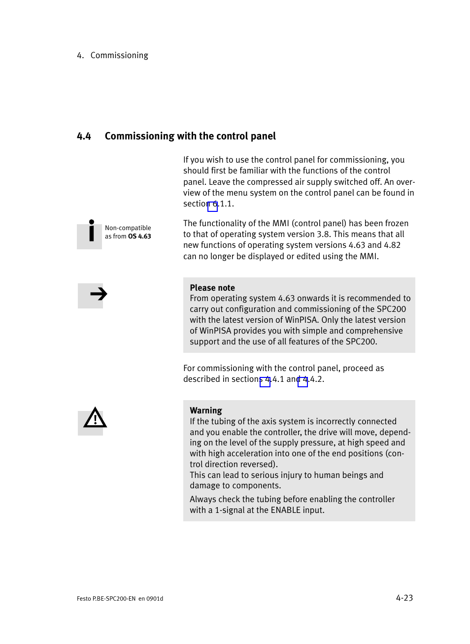 4 commissioning with the control panel, Commissioning with the control panel | Festo Кабели и принадлежности User Manual | Page 167 / 506