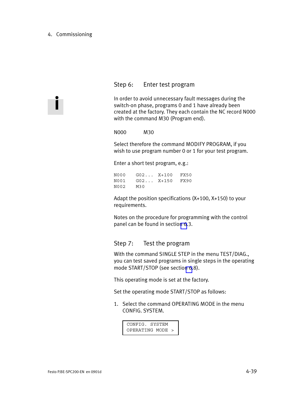 Step 6: enter test program, Step 7: test the program | Festo Кабели и принадлежности User Manual | Page 183 / 506