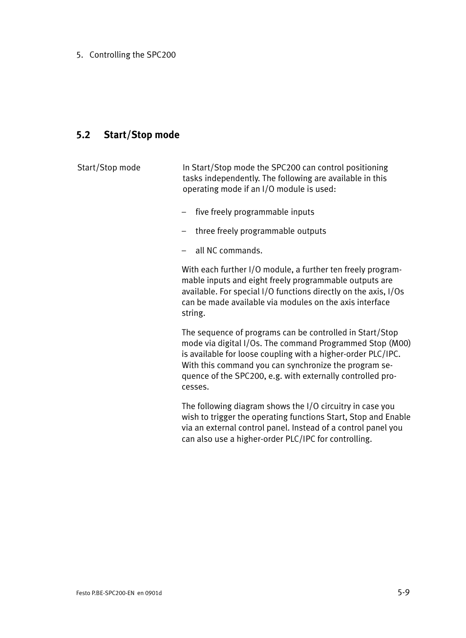 2 start/stop mode, Start/stop mode | Festo Кабели и принадлежности User Manual | Page 195 / 506