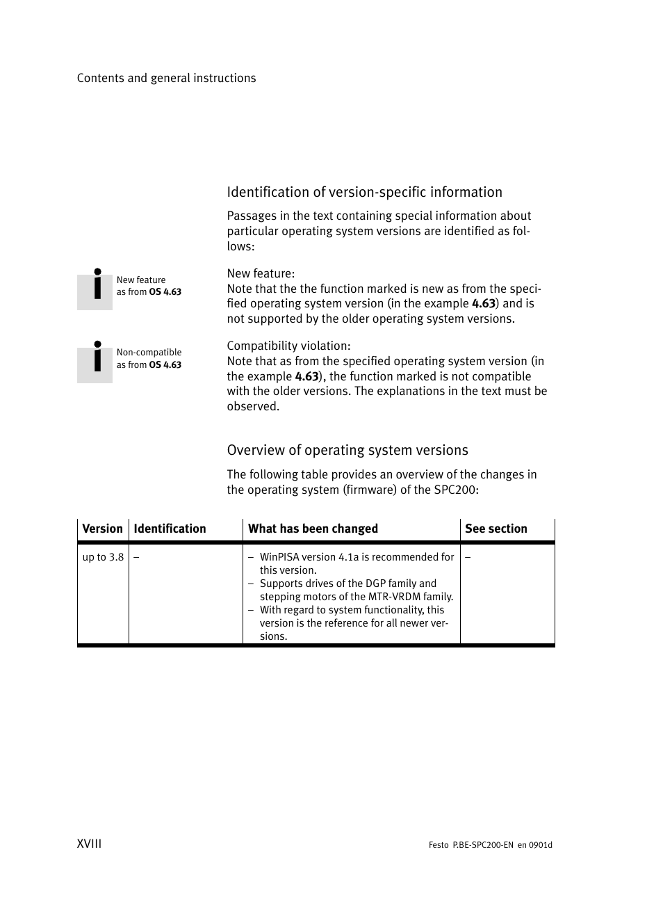 Identification of version−specific information, Overview of operating system versions | Festo Кабели и принадлежности User Manual | Page 20 / 506