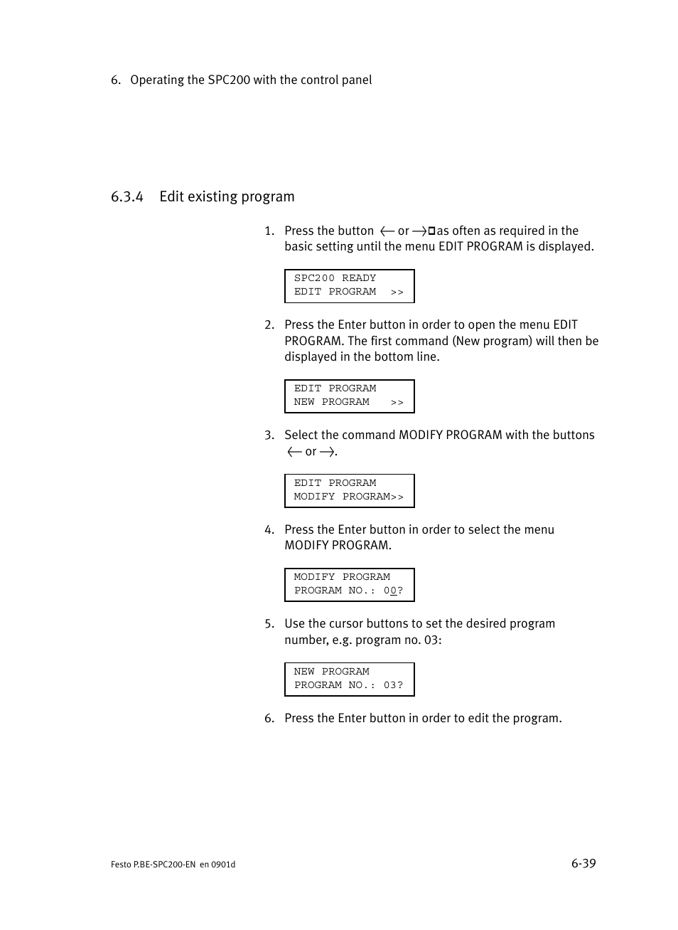 4 edit existing program, Edit existing program | Festo Кабели и принадлежности User Manual | Page 251 / 506