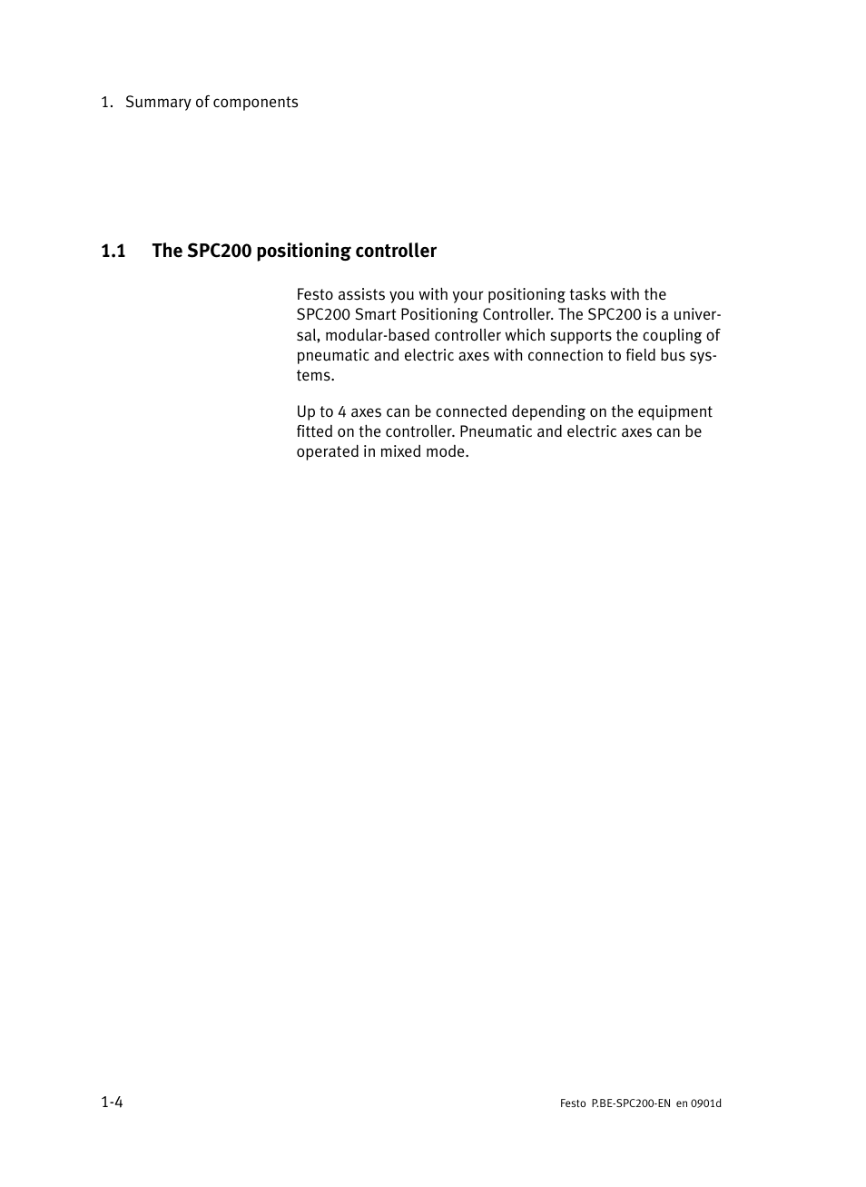 1 the spc200 positioning controller, The spc200 positioning controller | Festo Кабели и принадлежности User Manual | Page 28 / 506