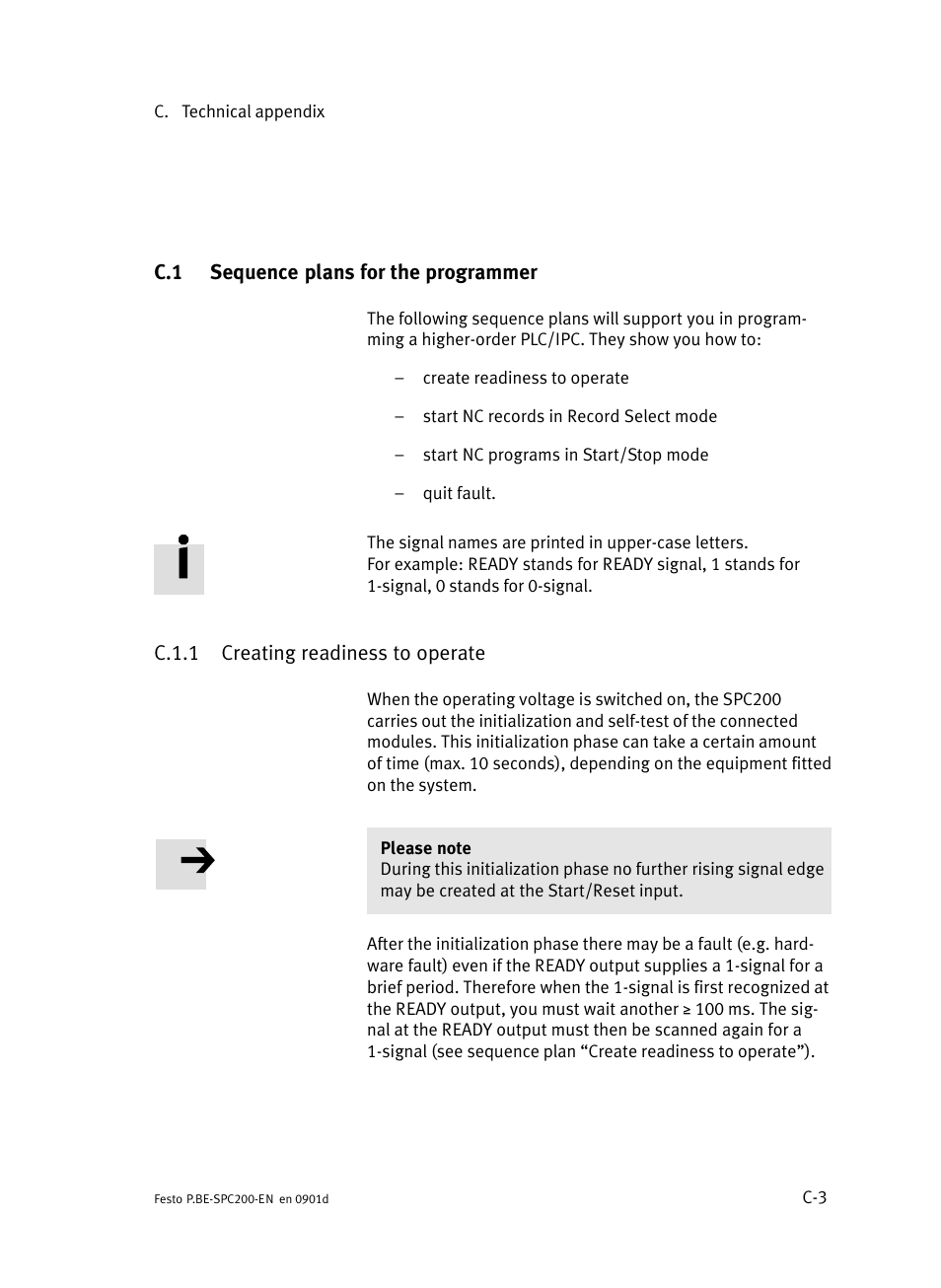 C.1 sequence plans for the programmer, C.1.1 creating readiness to operate, Sequence plans for the programmer | C.1.1, Creating readiness to operate | Festo Кабели и принадлежности User Manual | Page 449 / 506
