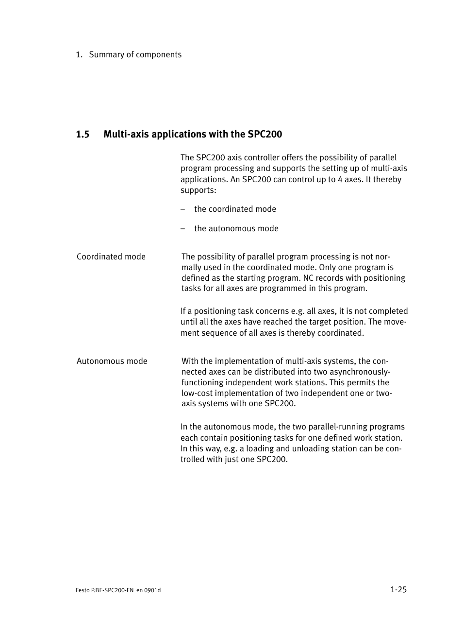 5 multi-axis applications with the spc200, Multi−axis applications with the spc200 | Festo Кабели и принадлежности User Manual | Page 49 / 506