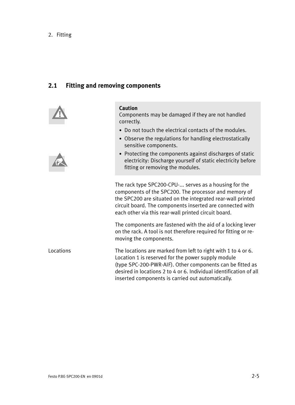 1 fitting and removing components, Fitting and removing components | Festo Кабели и принадлежности User Manual | Page 61 / 506