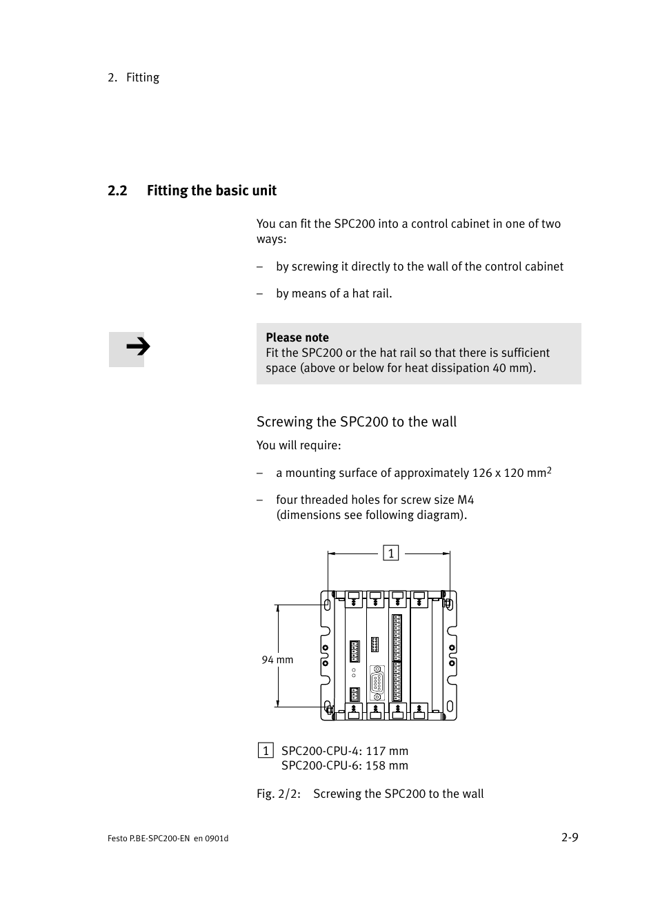 2 fitting the basic unit, Fitting the basic unit | Festo Кабели и принадлежности User Manual | Page 65 / 506