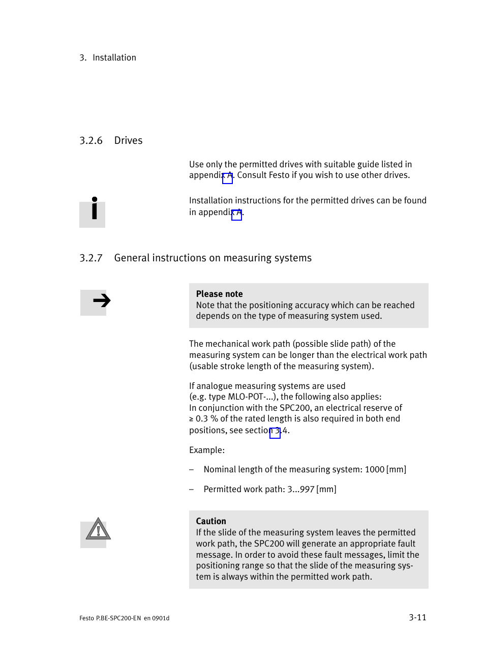 6 drives, 7 general instructions on measuring systems, Drives | General instructions on measuring systems | Festo Кабели и принадлежности User Manual | Page 89 / 506