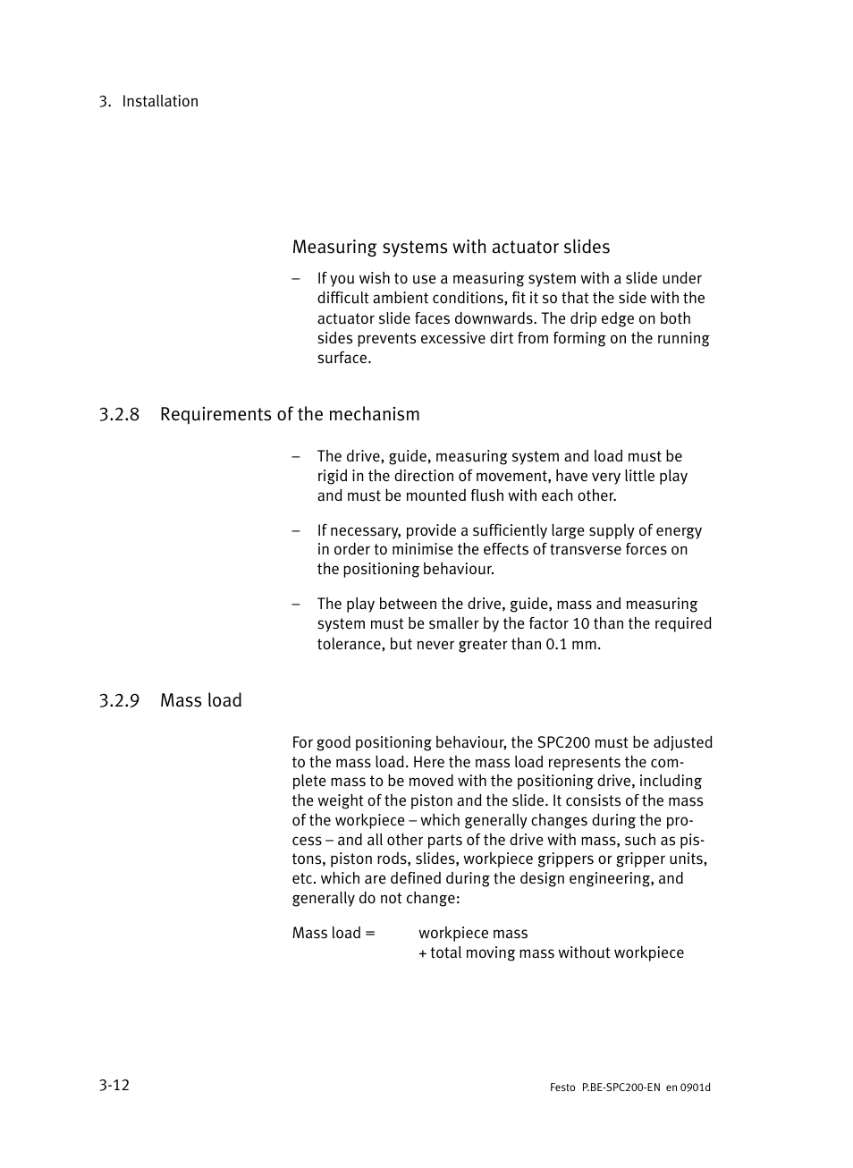 8 requirements of the mechanism, 9 mass load, Requirements of the mechanism | Mass load | Festo Кабели и принадлежности User Manual | Page 90 / 506