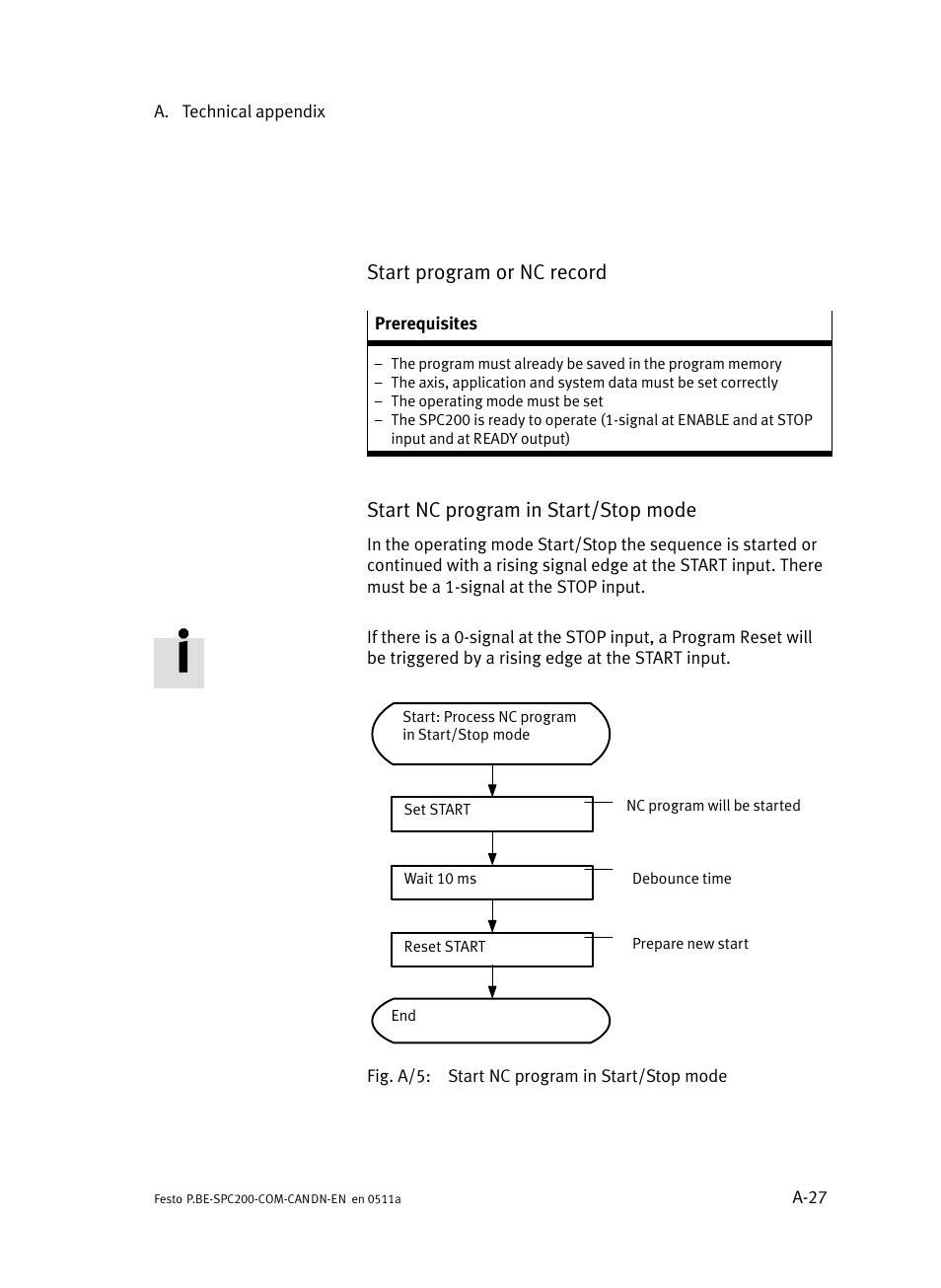 Start program or nc record, Start nc program in start/stop mode | Festo Кабели и принадлежности User Manual | Page 115 / 126