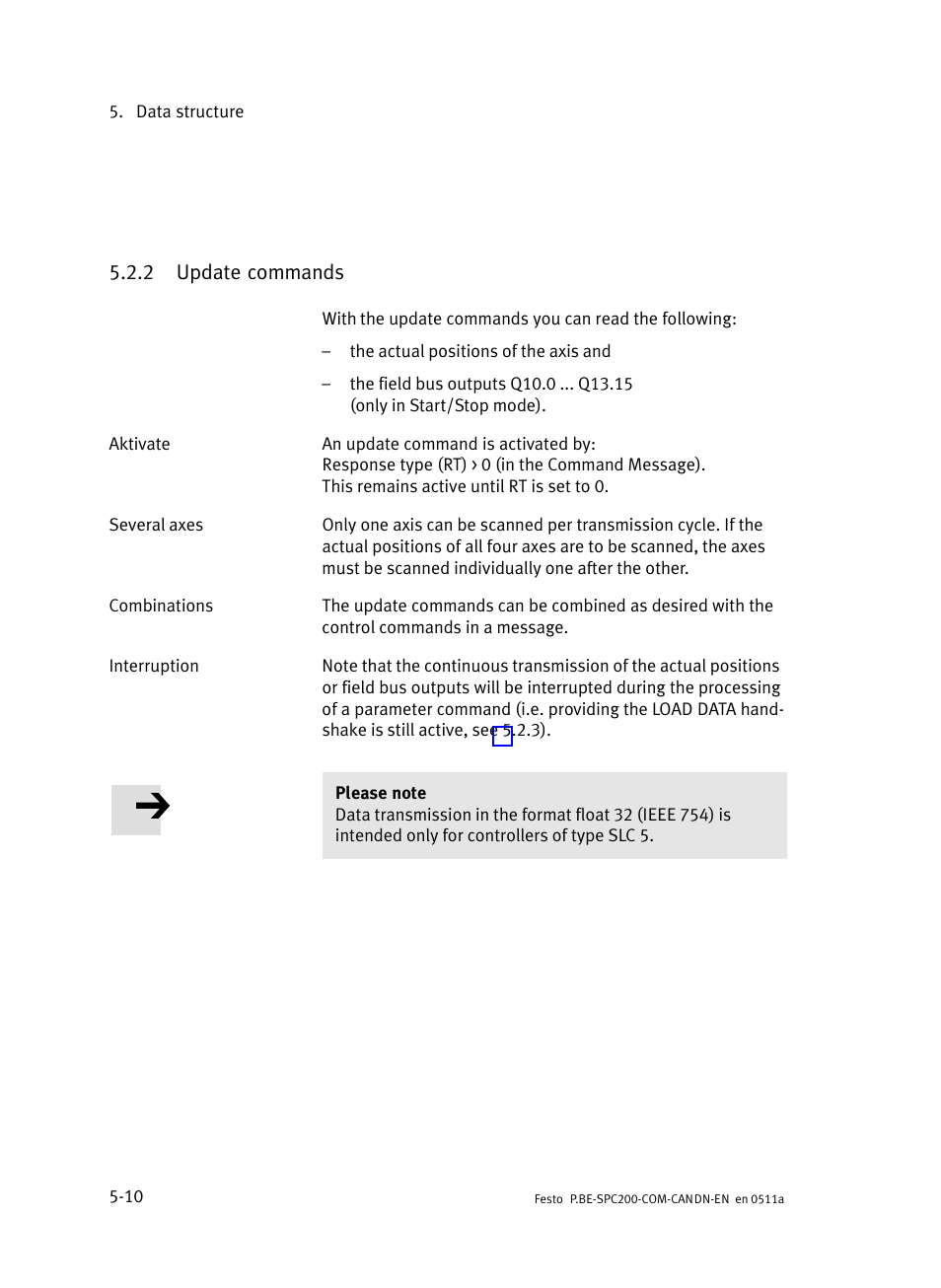 2 update commands, Update commands | Festo Кабели и принадлежности User Manual | Page 68 / 126