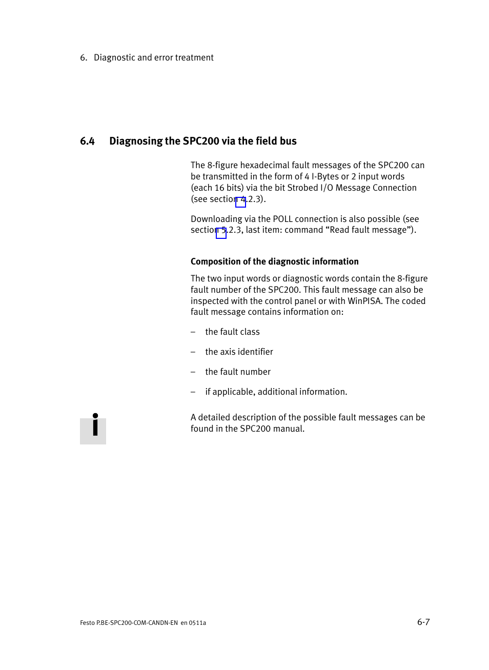 4 diagnosing the spc200 via the field bus, Diagnosing the spc200 via the field bus | Festo Кабели и принадлежности User Manual | Page 83 / 126