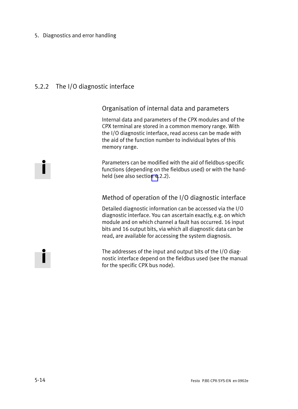 2 the i/o diagnostic interface, The i/o diagnostic interface | Festo Контроллер позиционирования CPX-CMPX User Manual | Page 128 / 234