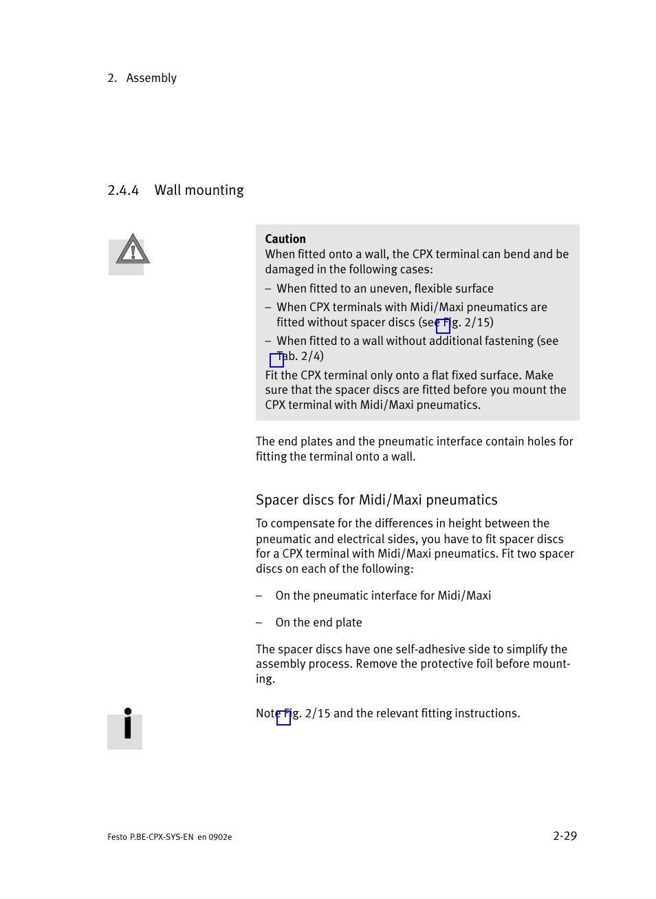 4 wall mounting, Wall mounting | Festo Контроллер позиционирования CPX-CMPX User Manual | Page 73 / 234