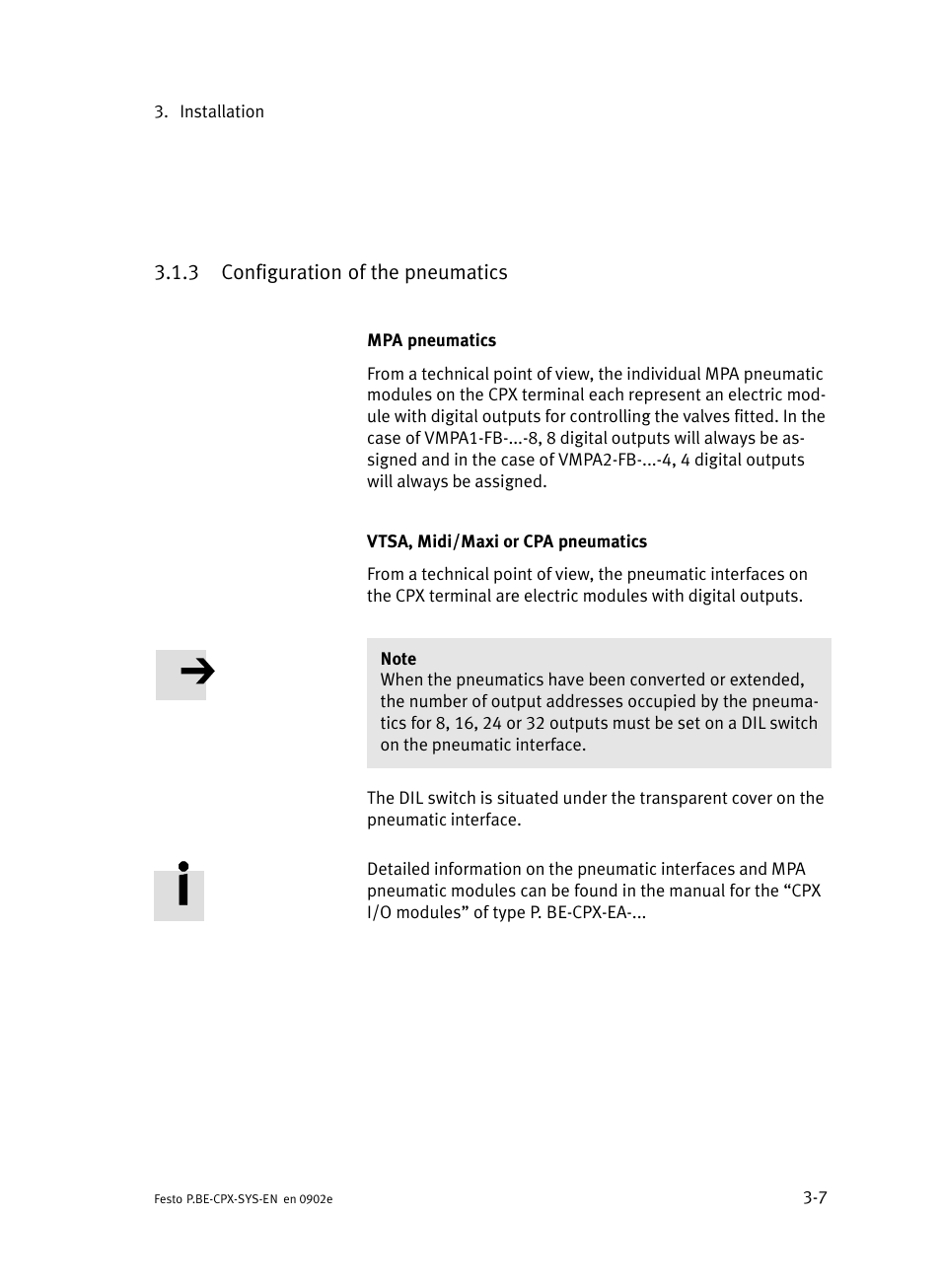 3 configuration of the pneumatics, Configuration of the pneumatics | Festo Контроллер позиционирования CPX-CMPX User Manual | Page 87 / 234