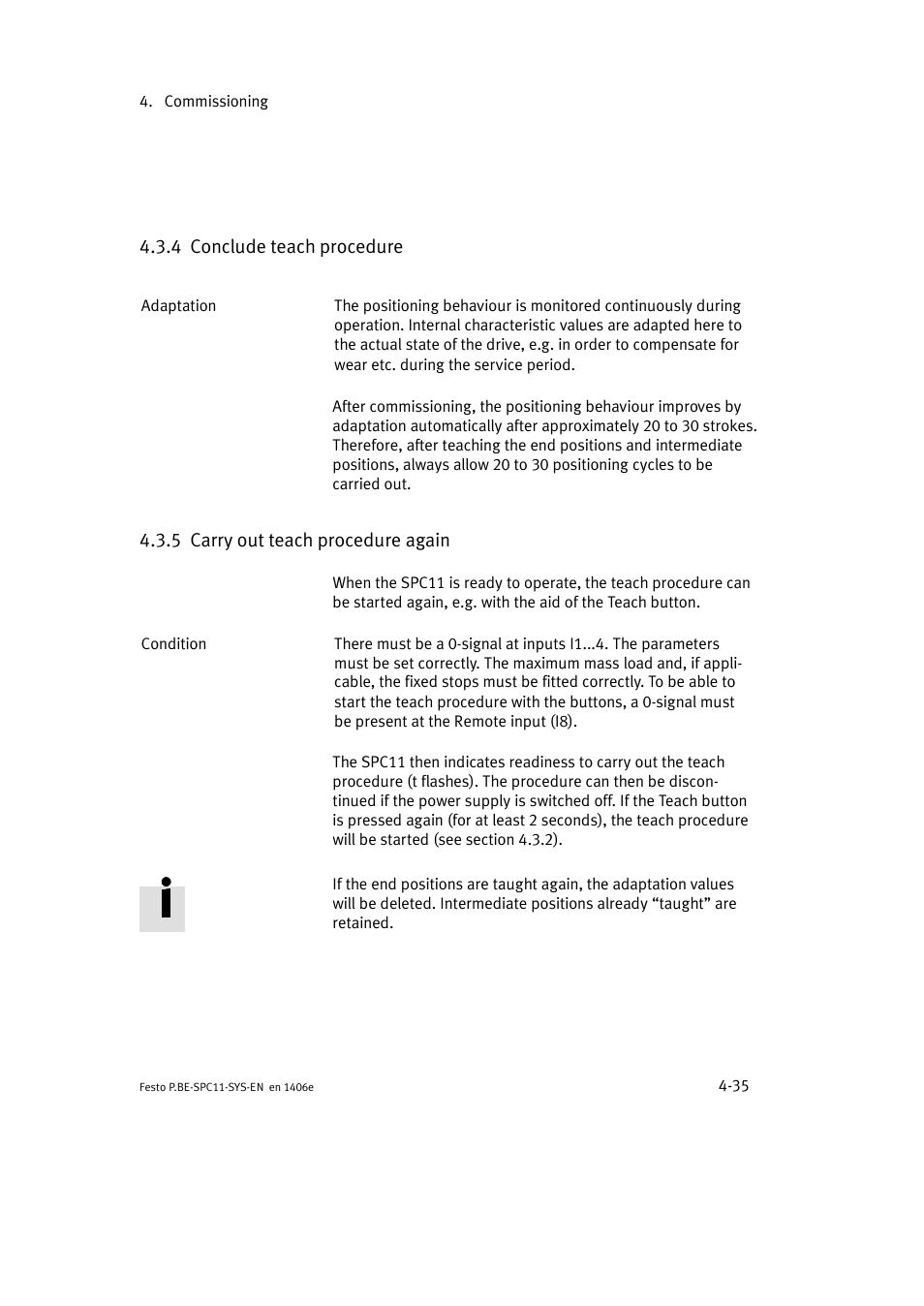 4 conclude teach procedure, 5 carry out teach procedure again | Festo Контроллер крайних положений SPC11 User Manual | Page 93 / 140