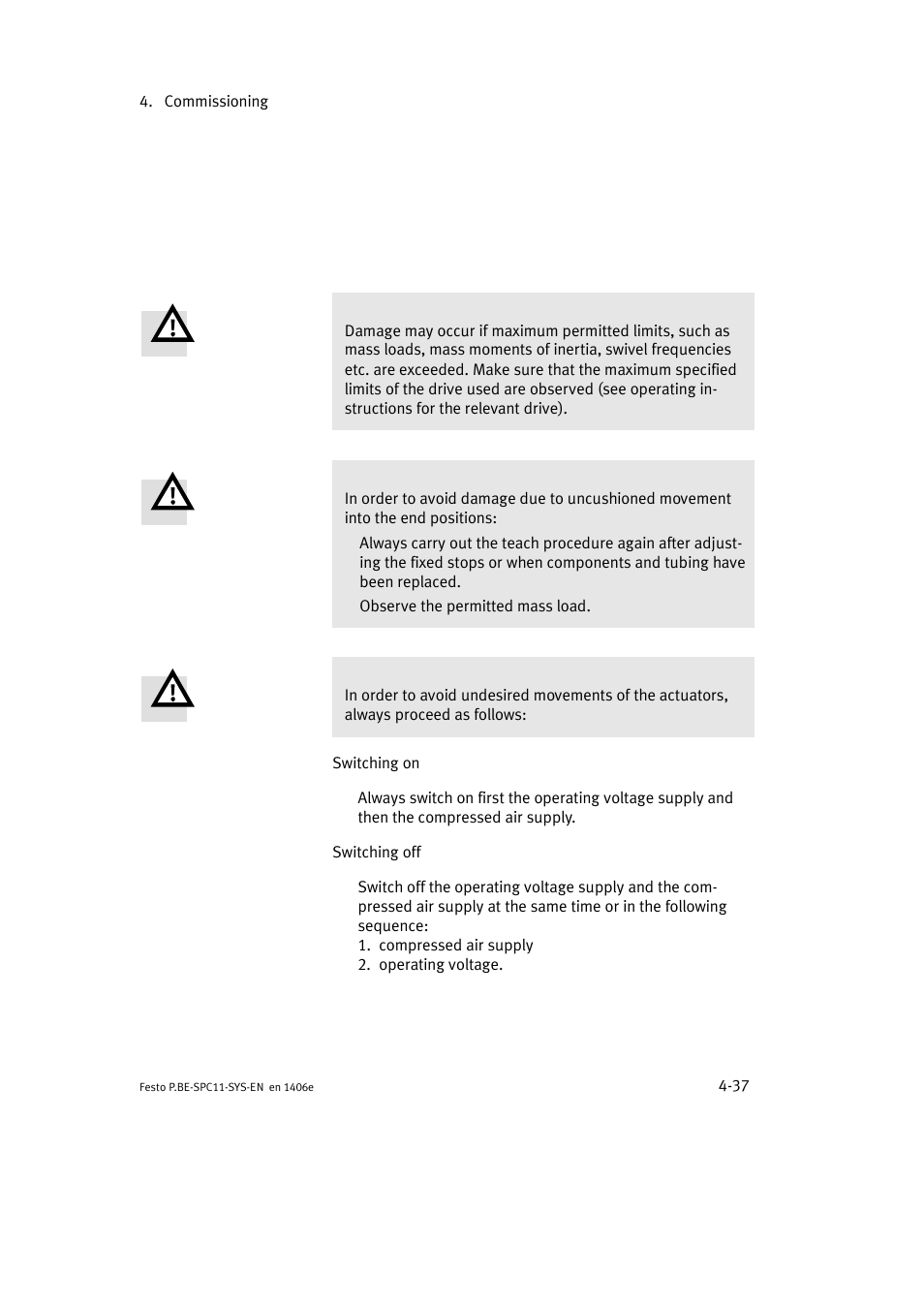 4 instructions on operation | Festo Контроллер крайних положений SPC11 User Manual | Page 95 / 140