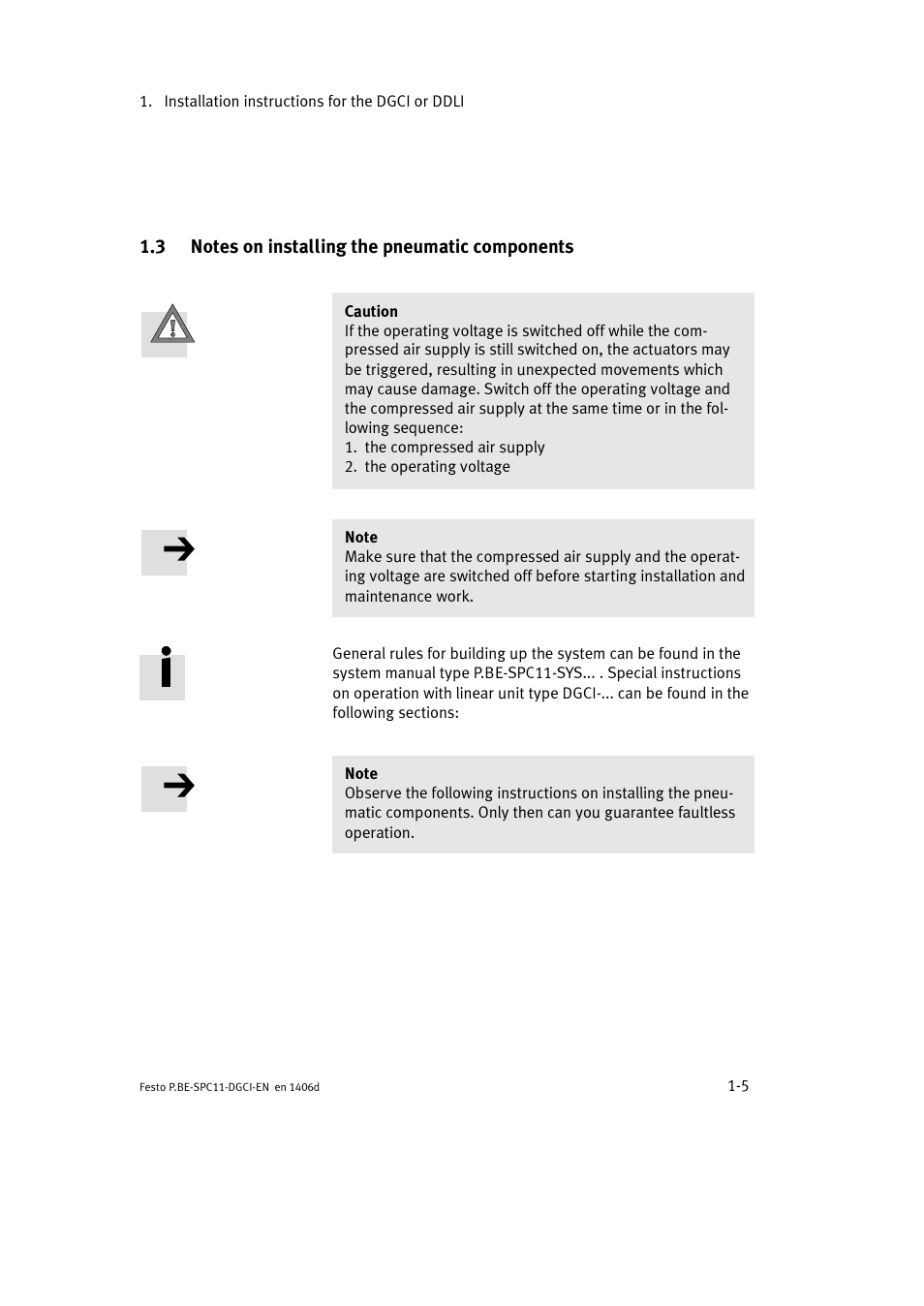 3 notes on installing the pneumatic components | Festo Контроллер крайних положений SPC11 User Manual | Page 17 / 91